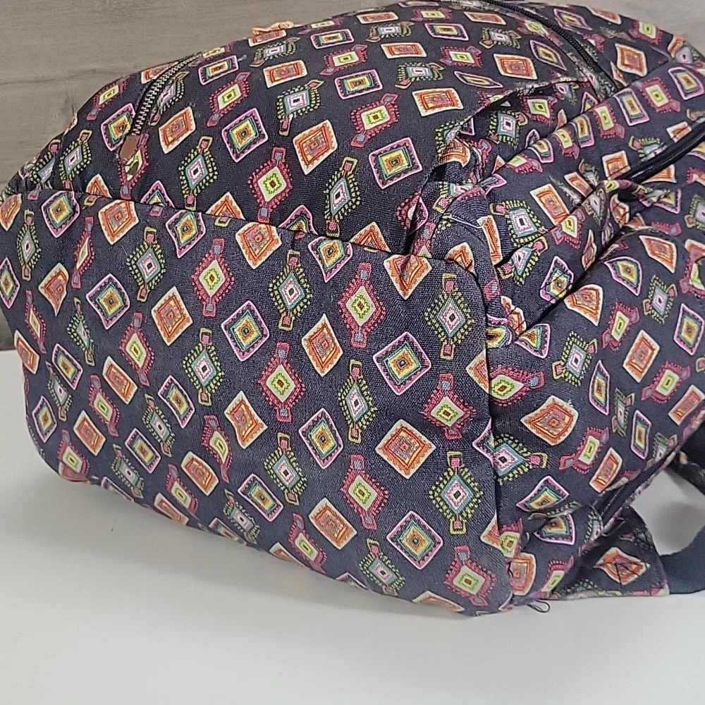 Vera Bradley Mini Medallions Backpack with Blue Multicolor Diamond Pattern